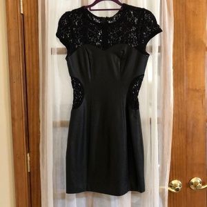 Guess Faux Leather and Lace Fitted Dress